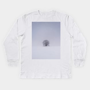 snowy lone tree Kids Long Sleeve T-Shirt